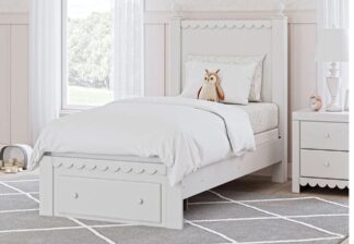 Mollviney White Twin Panel Storage Bed