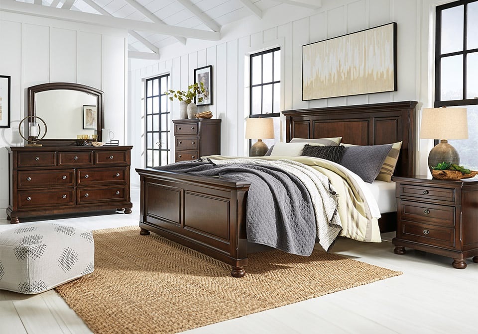 Porter Rustic Brown Queen Panel Bedroom Set - Goodman Creek Furniture ...