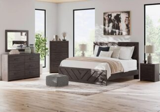 Prendonea Charcoal King Panel Bed Set