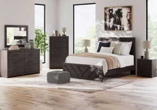 Prendonea Charcoal Queen Panel Bed Set